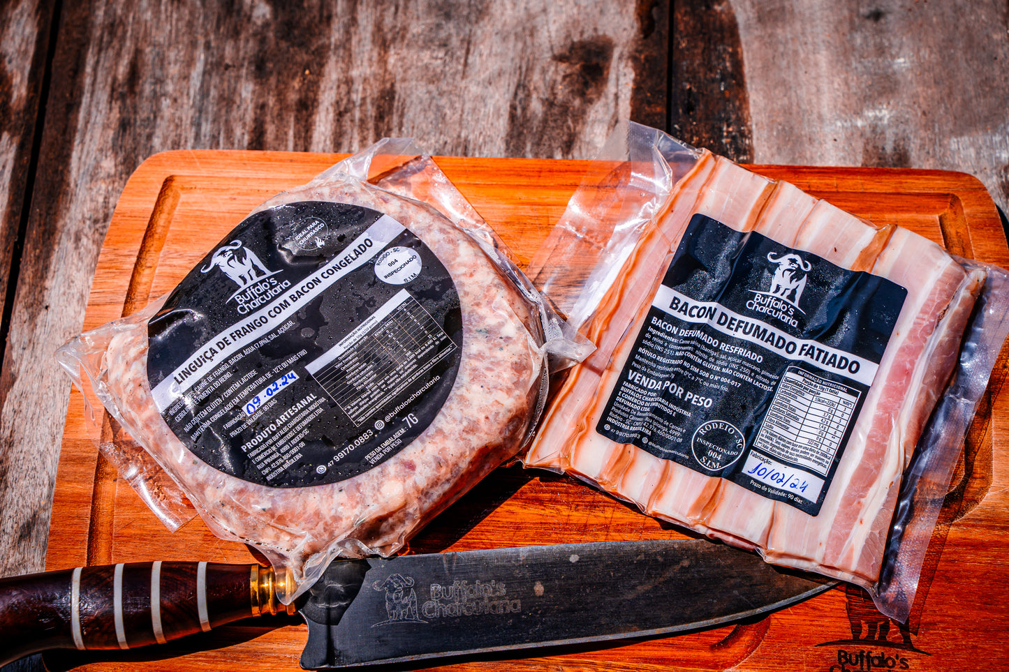 Linguiça artesanal frango com bacon congelado Kg